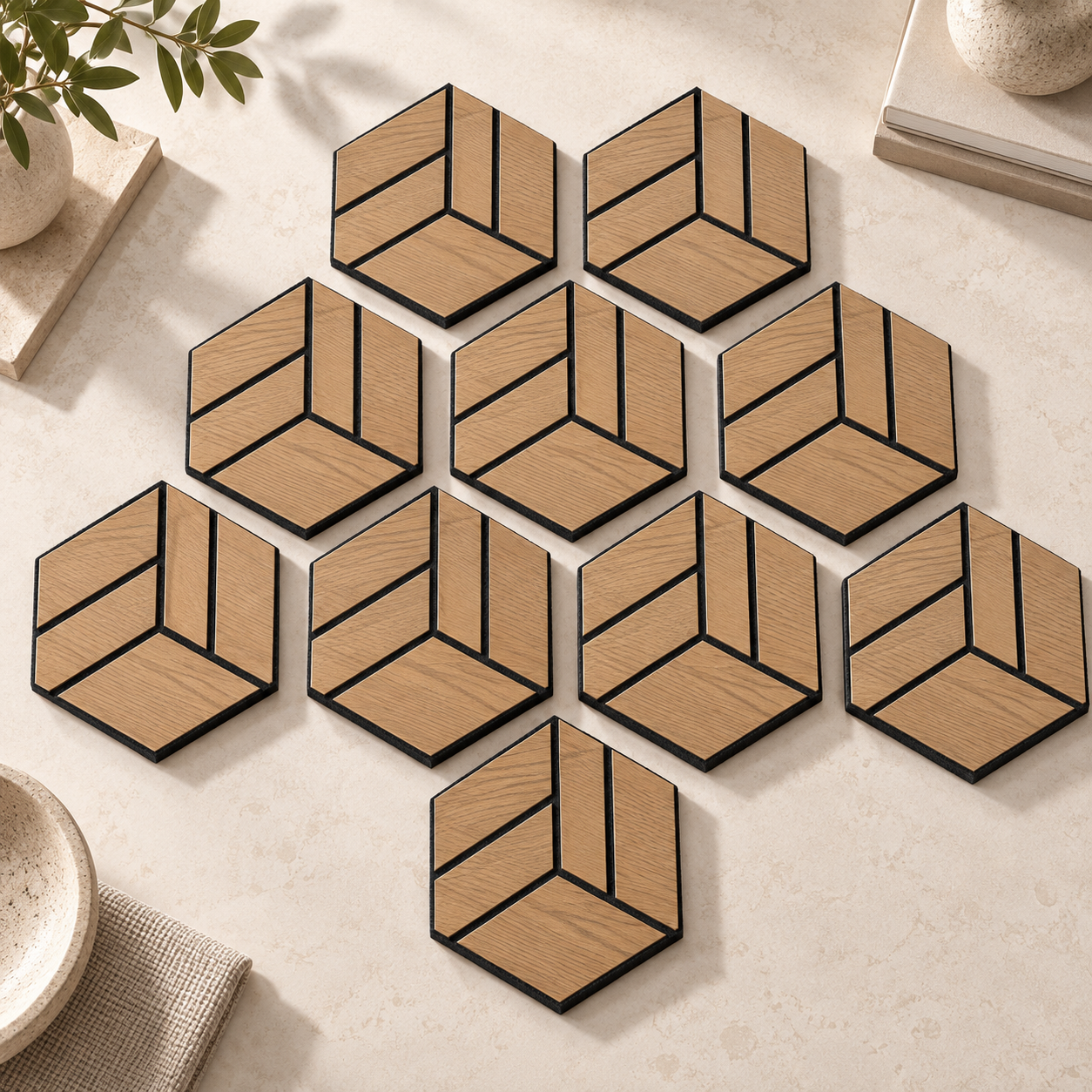 Feltova modular wood-grain felt wall panel layout inspiration