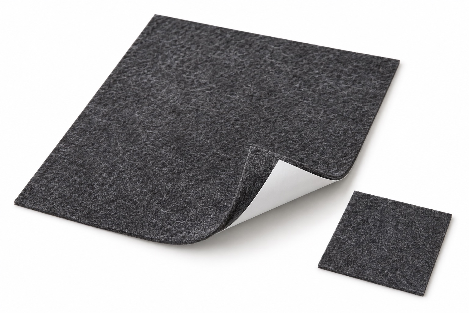 Illustrative white-background concept of custom adhesive-backed felt