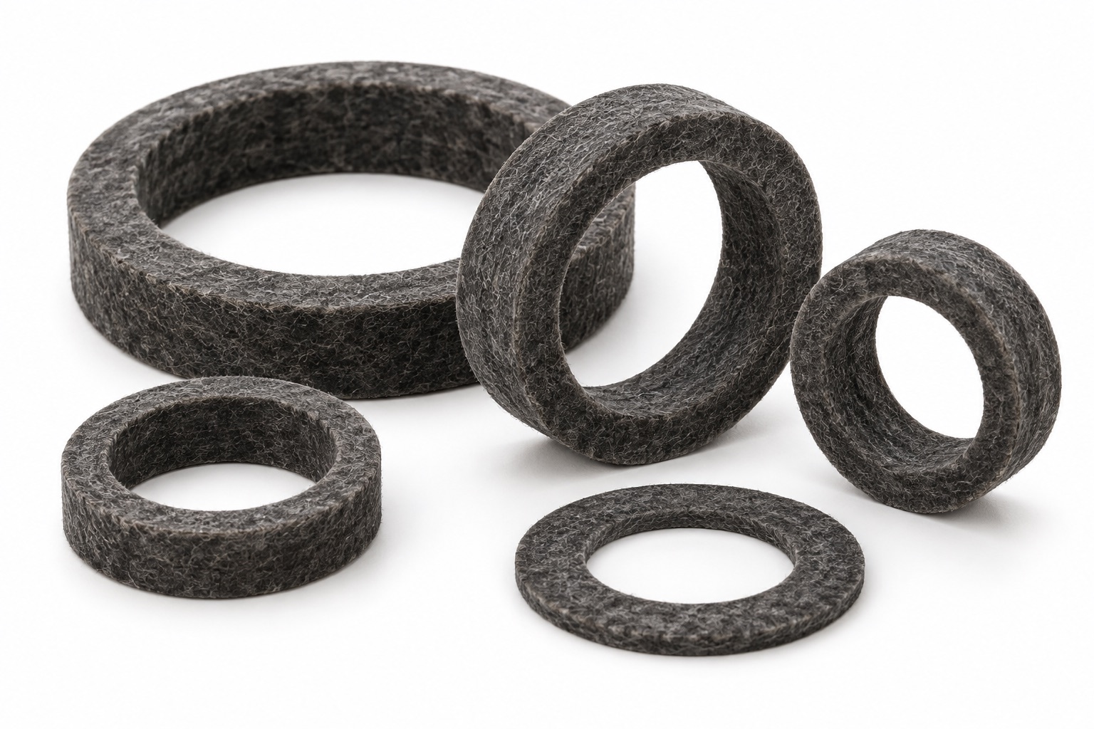 Illustrative white-background concept of custom felt oil seals
