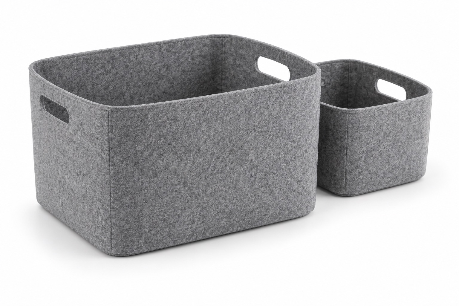 Illustrative white-background concept of custom felt storage baskets for oem